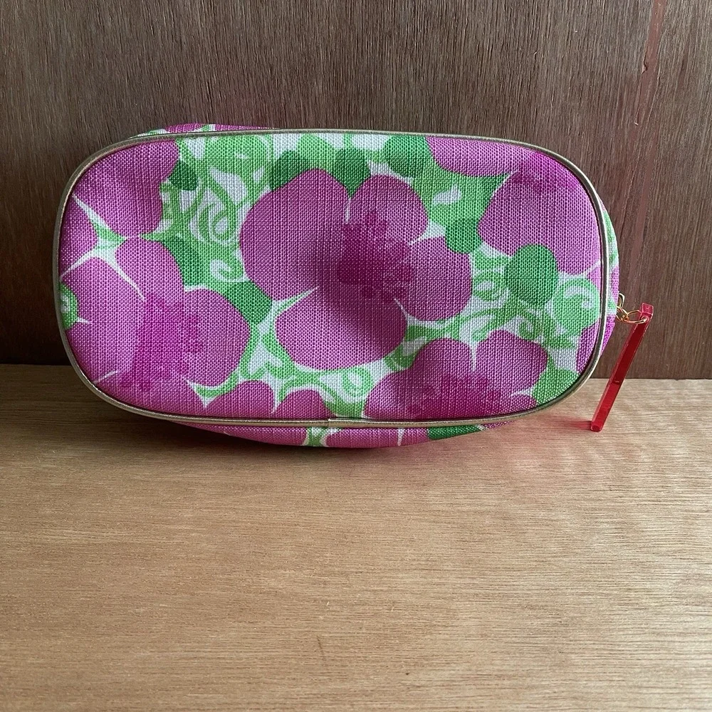Lilly Pulitzer Estee Lauder Floral Makeup Bag Pink Green Cosmetic Pouch Travel‎